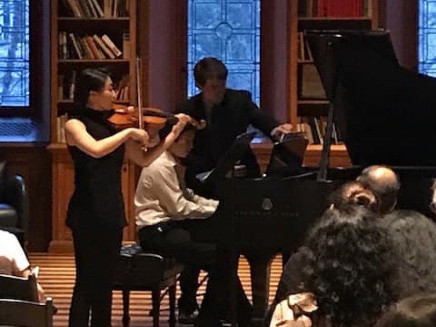 Janice Cheon, Charlie Liu & John Hoffmeyer perform in Chancellor Green