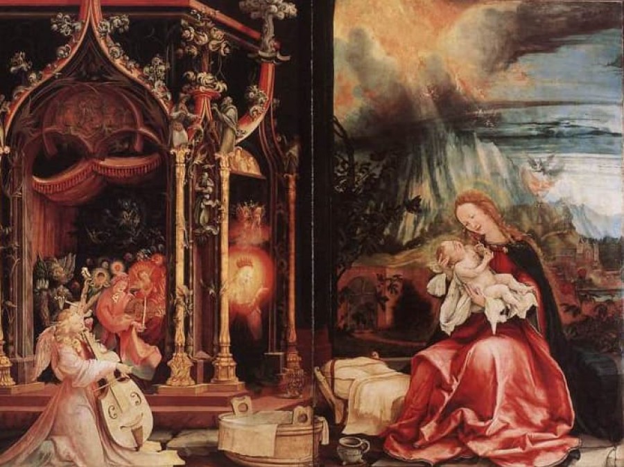 The Isenheim Altarpiece is an altarpiece sculpted and painted by, respectively, the Germans Nikolaus of Haguenau and Matthias Grünewald in 1512–1516