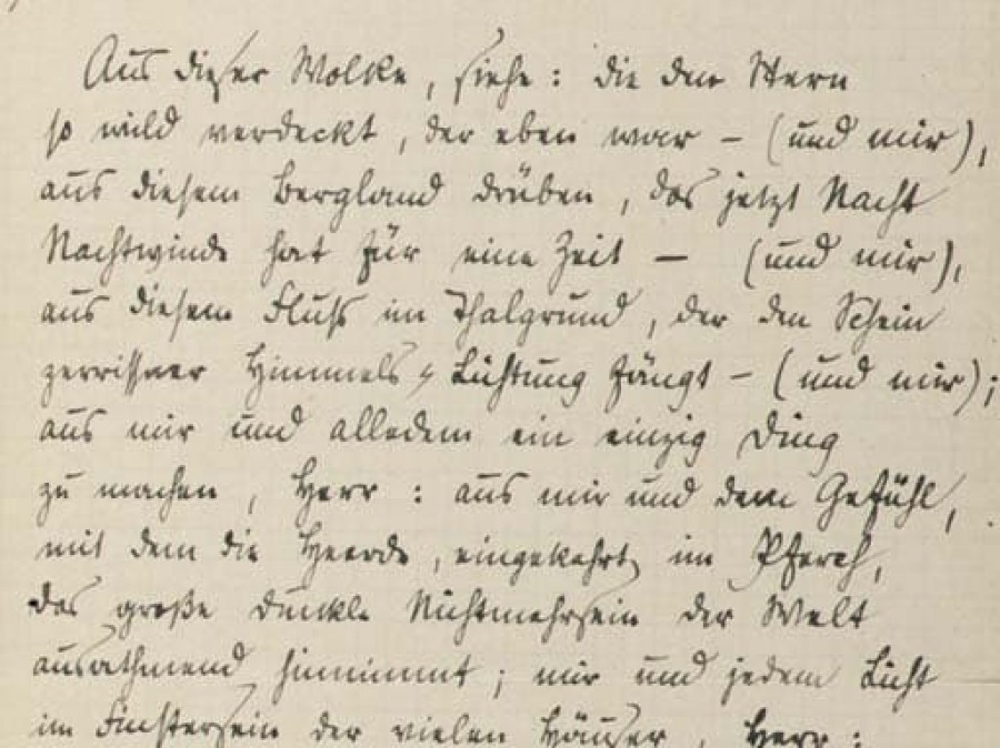 Rainer Maria Rilke, autograph manuscript, 'Aus dieser Wolke, siehe' [1913].jpg