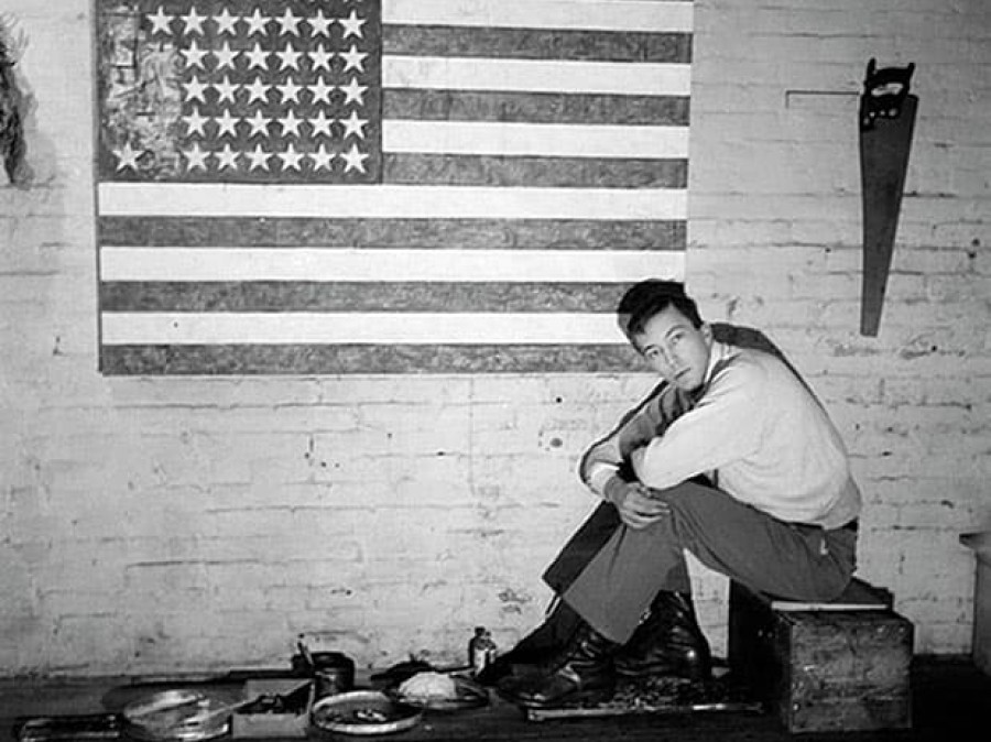 Jasper Johns at Pearl Street studio in 1955. Photograph by Robert Rauschenberg