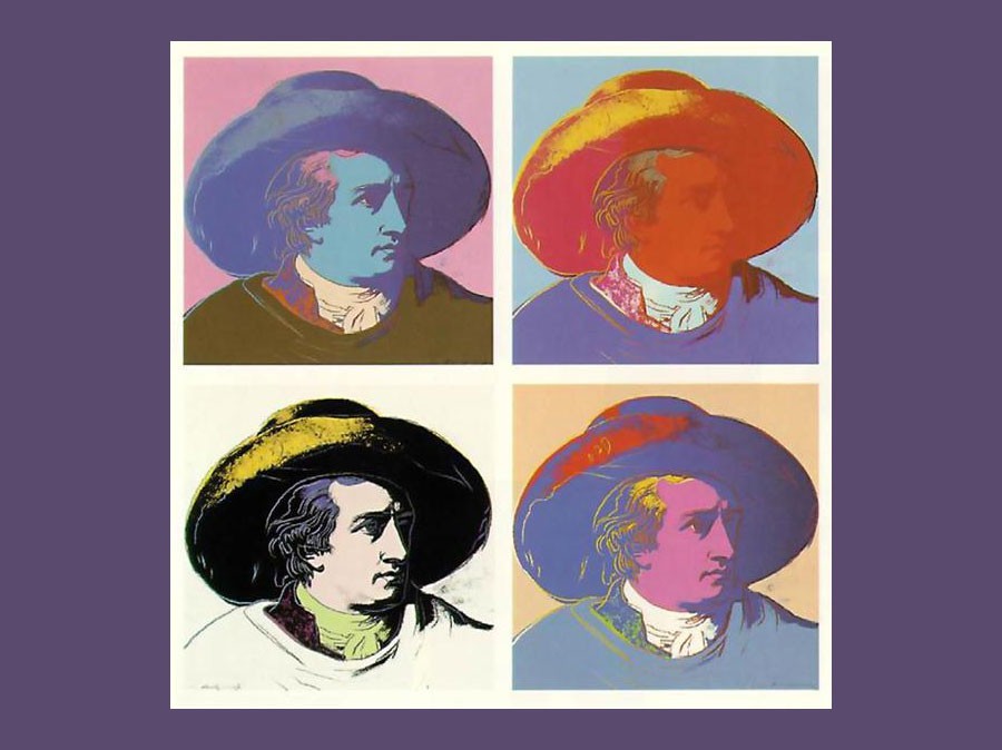 Four square images in variations of portrait Goethe