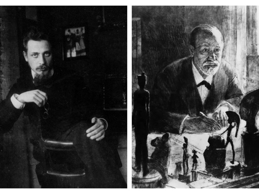 Two older images of philosophers in two different frames