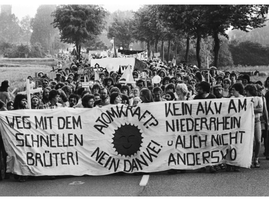 Protesters with banner