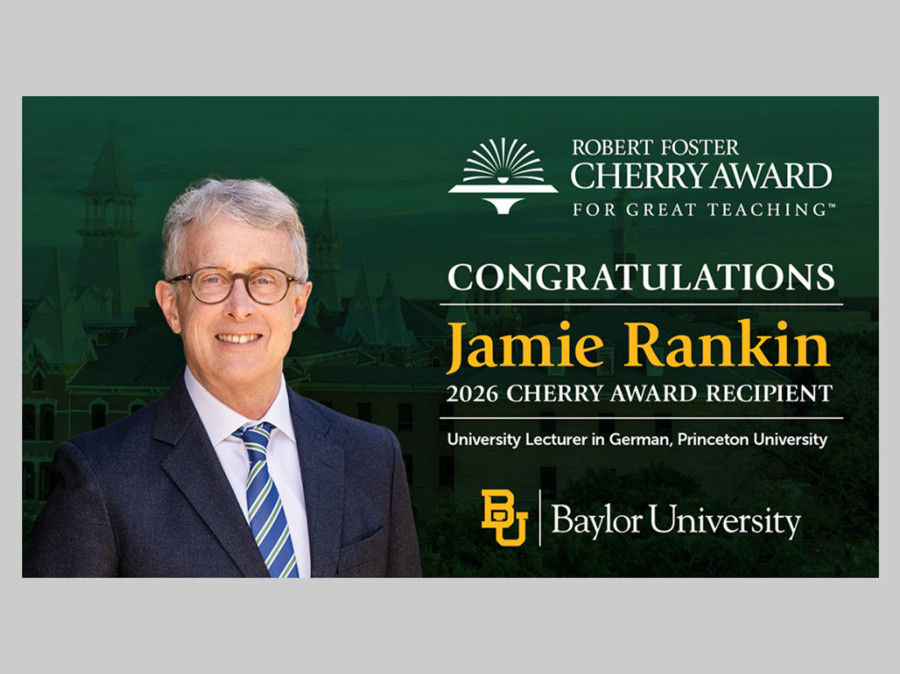 Portrait of Jamie Rankin with congratulatory text