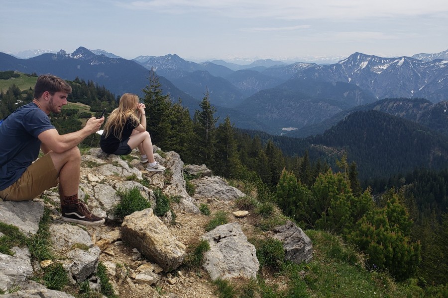 students on mountain top