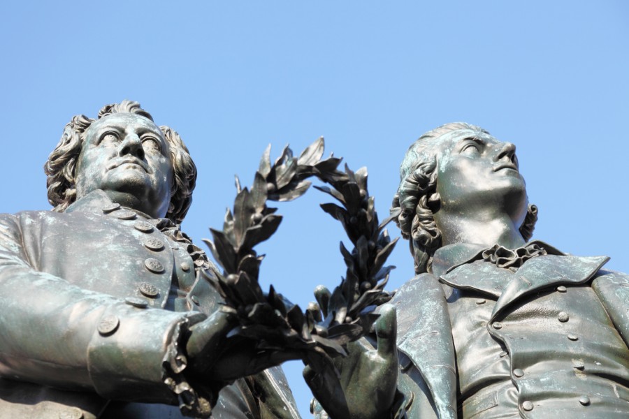 Goethe and Schiller monument statue of the two in Weimar