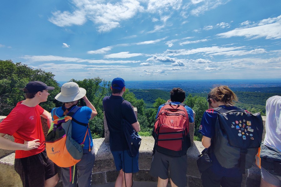 Students admiring a scenic overlook