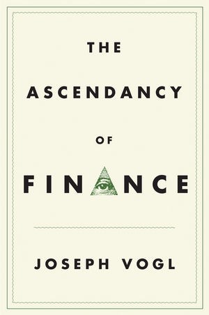 Book jacket with title word Finance A having All seeing Eye.