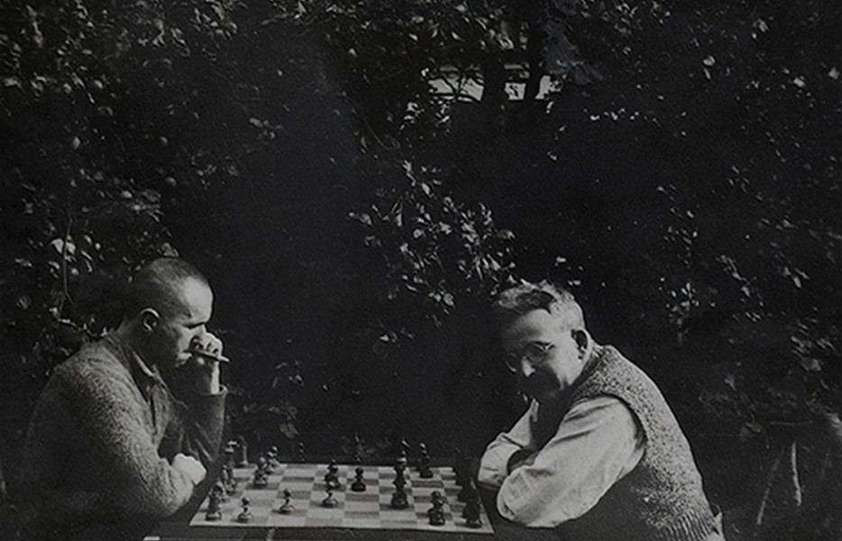 Two men playing chess in 1934