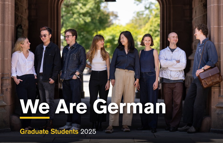 Princeton Graduate students standing at East Pyne archway